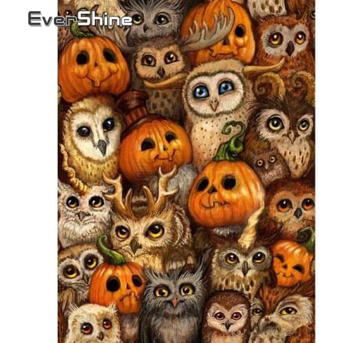 EverShine 5D DIY Diamond Painting Cartoon Owl Picture Of Rhinestones Diamond Embroidery Halloween Cross Stitch Kits Diamond Art