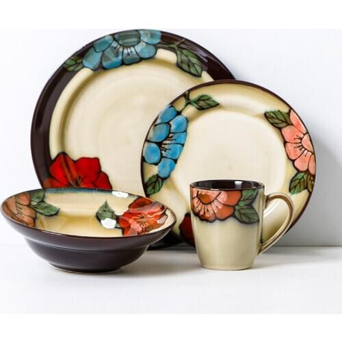 Porcelain Plate Bowl Combination Ceramic Tableware Set Western Steak Salad noodles Plate Household Dinnerware