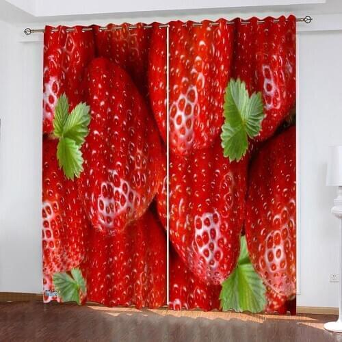 Photo red fruit curtains 3D Window Curtains For Living Room Bedroom Customized size personality curtains