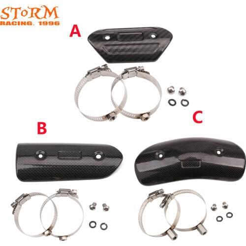Exhaust Muffler Cover & Mounting Accessories Carbon Fiber For HONDA YAMAHA SUZUKI KAWASAKI KTM BMW Harley Motorcross On Off Road