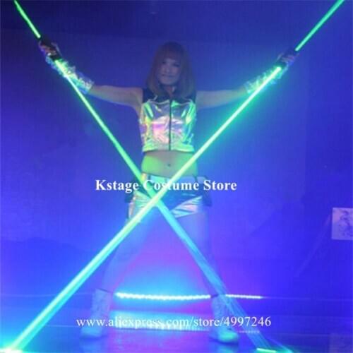 K815 Bar green laser projector dj laser men wears Hand laser sword laser base glowing dance costumes props luminous outfit disco