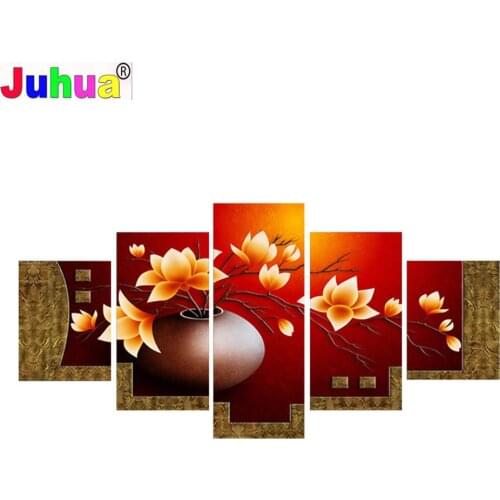 5 Piece Picture Flower Vase diamond painting,full,square,round diamond embroidery mosaic diamond diy handwork puzzle,Wall Art