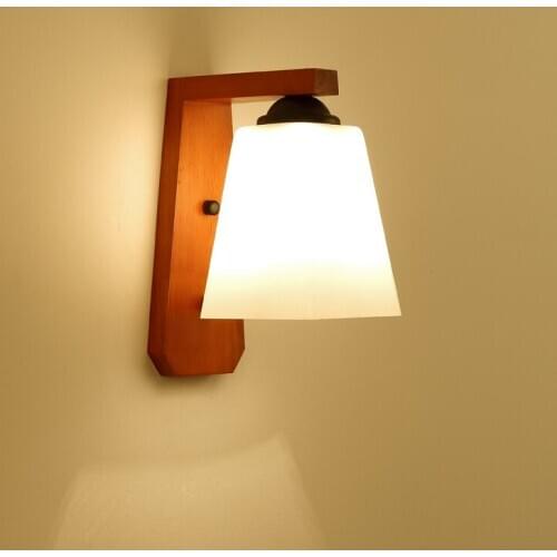 Chineses style rustic red wood art wall lamps white frosted glass E27 LED lamp for bedroom&porch&stairs&pavilion&studio HXBD003