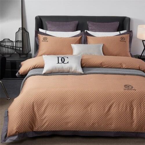 Bedding Set Duvet Cover Four-piece Set Simple Nordic American Plaid Chinese Bed Simple Color Stripe Stitching Bedding