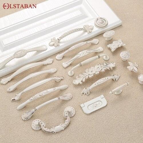 LSTABAN Modern Simple Single Hole European Ivory White Zinc Alloy Thickened Handle Wine Cabinet Drawer Shoe Door Handle