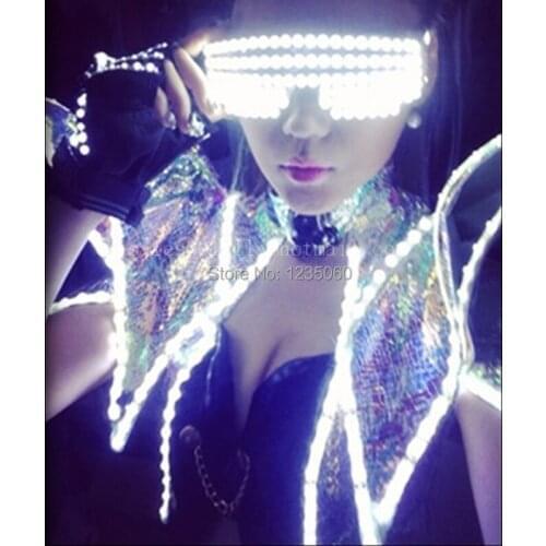Halloween Party flashing glasses LED Light Emitting Costumes LED Luminous Glasses Gloves Stage Props For Children Birthday Gifts