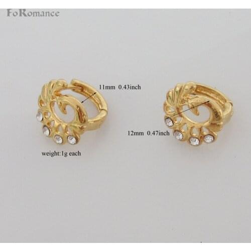 MIN ORDER 10$ CAN MIX WITH OTHER DESIGN /PEACOCK ANIMAL CZ STONE - YELLOW GOLD GP OVERLAY HOOP 0.43" CZ EARRING/GREAT GIFT