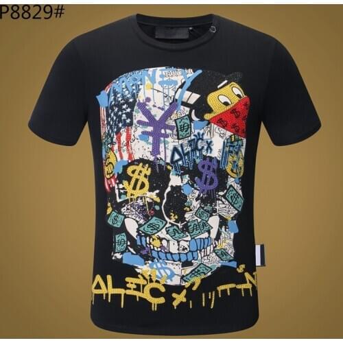100% cotton men T-shirt splash color Donald Duck Plein T-shirt men O-neck Short sleeve Street Gothic style men PP tops