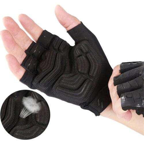 Half Finger Gloves MTB Cycling Non Slip Breathable Velcro Black Gloves Hard Wearing Outdoor Road Racing Riding Gloves Unisex