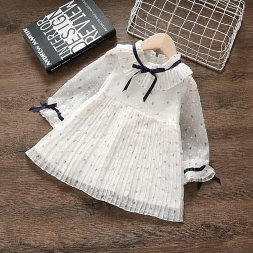 Girls Floral Dress 2020 NEW Baby Girls Dress Party College Style Lapel Princess Dress Fashion Kids Children Clothing 1-3Y #0162