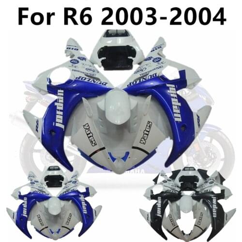 Motorcycle Full Fairing Kits for Yamaha R6 2003-2004 03-04 Bodywork Cowling Injection Blue White Large Letters