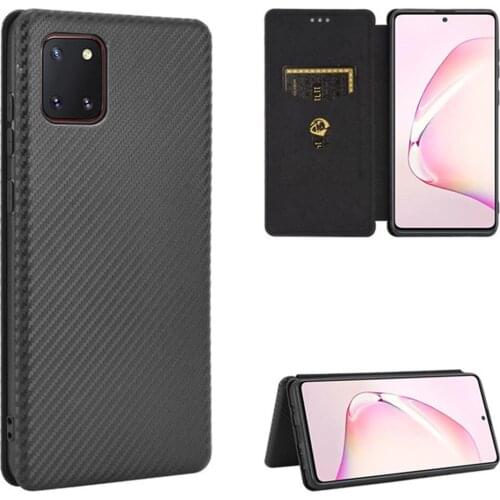 For Samsung Galaxy Note 10 Lite Luxury Flip Carbon Fiber Skin Magnetic Adsorption Case For Samsung Note 10Lite Note10 Phone Bags