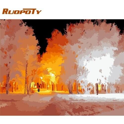 RUOPOTY Yellow Tree Forest Landscape Painting By Numbers For Adults 60x75cm Framed On Canvas Handmade Home Wall Decoration