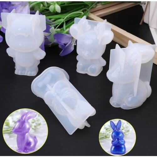Silicone Mold 3D Animal Cute Rabbit Deer Christmas Gifts DIY Jewelry Pendant Tools