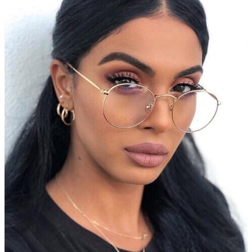 High Quality Fashion Anti Blue Light Glasses Frames Women Metal Frame Round Style Optical Ladies Spectacles Computer Eyewear Men