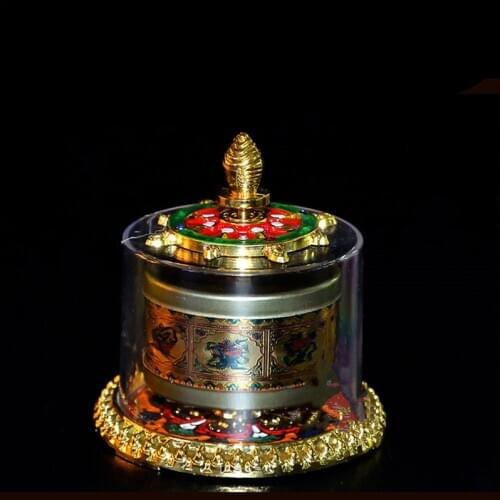 High Quality Tibetan Buddhism Supplies Vajrayana Sacrificial Vassel Alloy Om Mani Padme Hum Refers To Twist Prayer Wheel