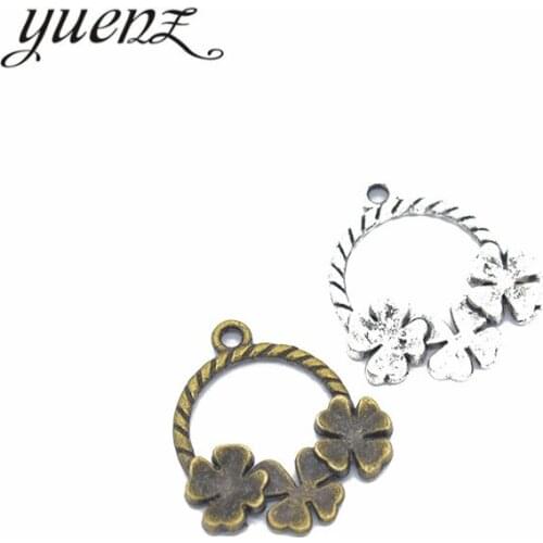YuenZ 10pcs 2 Colors Antique silver color Zinc alloy flower Jewelry DIY Charms Pendant Necklace,Eearrings 23*21mm Q165