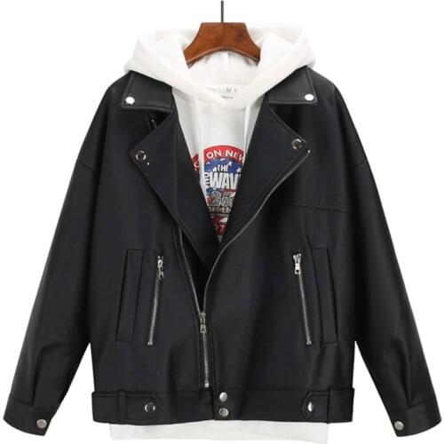 2020 New Listing Women Autumn Winter Warm Leather Jacket Oversized Boyfriend Korean Style Female Faux Coat Outwear Black Jacket