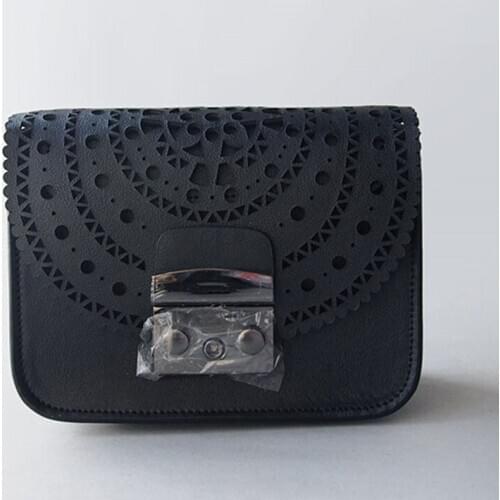 Special Offer New Women Hollowing out Desig Handbags Genuine Leather Cow Leather Bag Lady Bags Black Flap