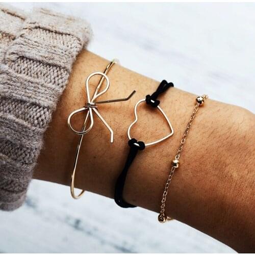 BLUESTAR Women alloy Set Shell Star Map lotus pineapple Heart Natural Stone Bead Chain Bangle Boho Handmade Bracelets Jewelry