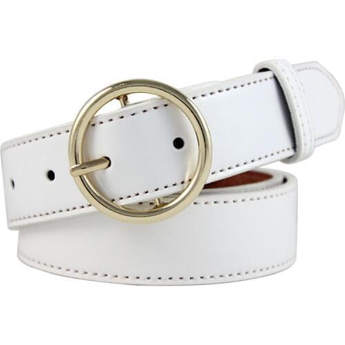 Panic Buying Newest Women Leather Belt Female Round Buckle Hot Leisure Jeans Wild Metal Buckle White Women Ladies Strap Belt