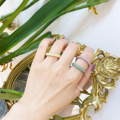 1/5Pcs 6 Colors Stackable Glossy Beads Finger Ring Handmade Resin Vintage Spring Party Jewelry Decoration Gifts