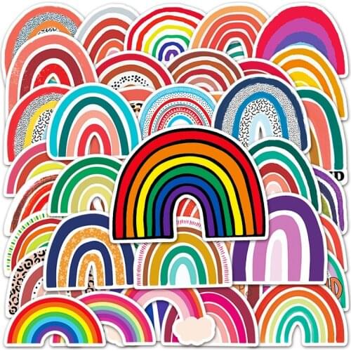 10/50PCS Rainbow Bridge Cartoon Stickers Aesthetics for Kid Toys Stationery Laptop Fridge Car Skateboard Suitcase Decals Sticker
