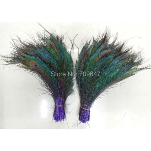100Pcs/Lot!Peacock Sword Feathers dyed purple Standard 12-14 Inches,Natural Craft Floral Feathers,Wedding Decorations,Halloween