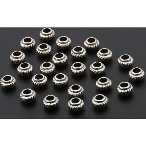 100pcs Silver Color Round Spacer Bead Charms Making Metal Bracelet Necklaces Ornaments Jewelry Wholesale 4X6mm A3334