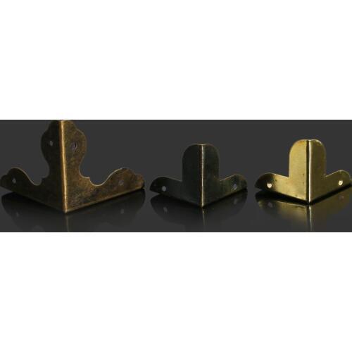 12Pcs Antique Decorative Corner Brackets Wood Jewelry Box Wine Chest Gift Box Corner Protector W/Scews 23x23x23mm Bronze/Golden