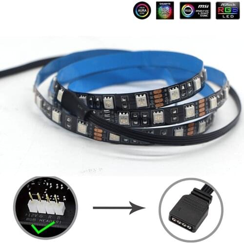12V RGB LED Strip Light PC Computer Case + 50cm 4pin Headers Mainboard for ASUS Aura SYNC MSI Mystic SYNC RGB Mid Tower 12V 4PIN