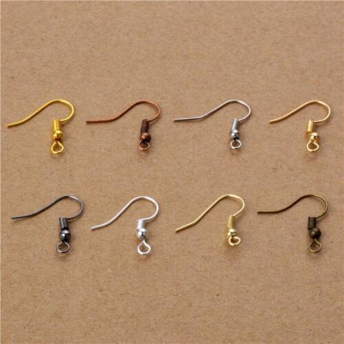 200pcs 8color Plated Earring Hooks Back Silver Gold Earring Base Supplies for Jewelry Finding Accessories Findings Coil Wire