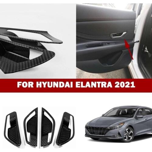 4X for Hyundai Elantra 2021 2022 Carbon Fiber Style Inner Side Door Handle Bowl Cover Trim
