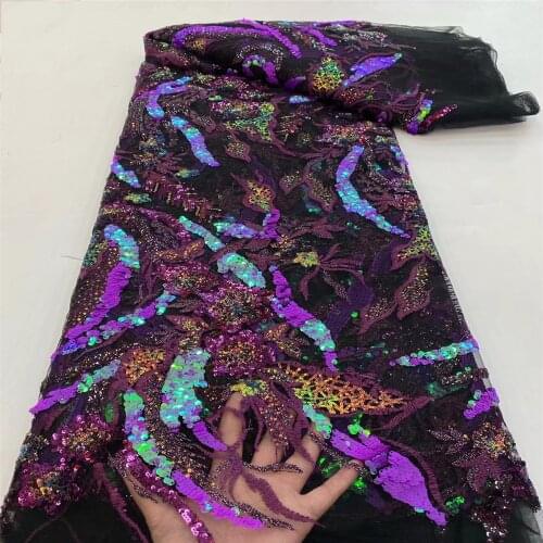 African French Lace Fabric With Sequins High Quality 2021 Nigeria Tulle Lace Fabric For Wedding Party Dresses r18-26