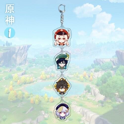 Anime Genshin Impact Keychain Venti Paimon Player Diluc Klee Man Key Chain Fashion Cute Bag Pendant Key Ring Gift