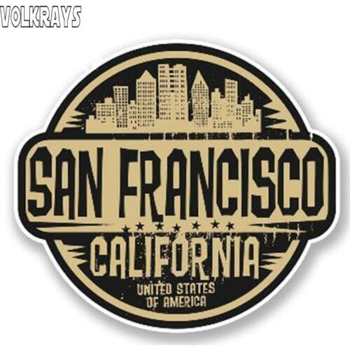 Volkrays Retro Car Sticker San Francisco USA California Vinyl Decal Sunscreen Waterproof Bumper Windows Accessories,13cm*10cm