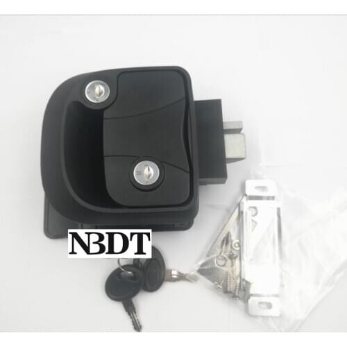 Black RV Entry Paddle 32-38mm Door Lock Latch Travel Camper Trailer Motorhome Handle With Deadbolt