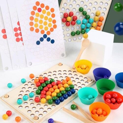 Kids Toys Montessori Wooden Toys Hands Brain Training Clip Beads Puzzle Board Game Early Educational Toys Early Development