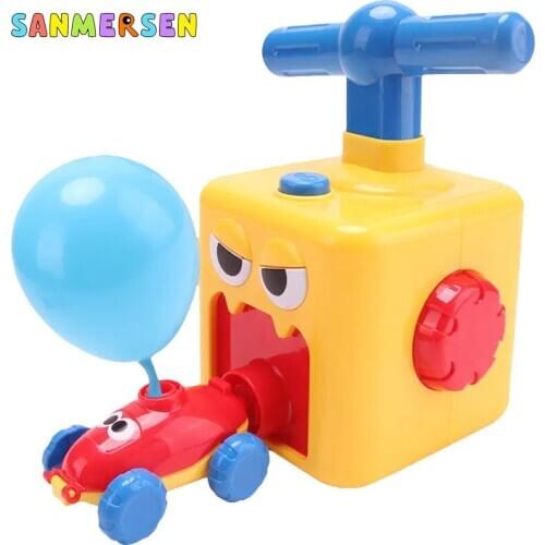 Children Air Inertial Power Ball Car Balloon Pump Hand Push Mini Plastic Inflator Air Pump Power Funny Science Experiment Toys