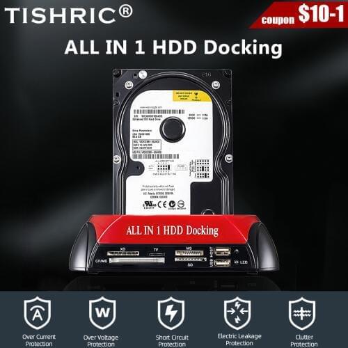 TISHRIC All in one Hdd Docking Station eSATA to USB 2.0/3.0 Hard Disk Drive Docking Station For 2.5/3.5 Hard Disk Enclosure
