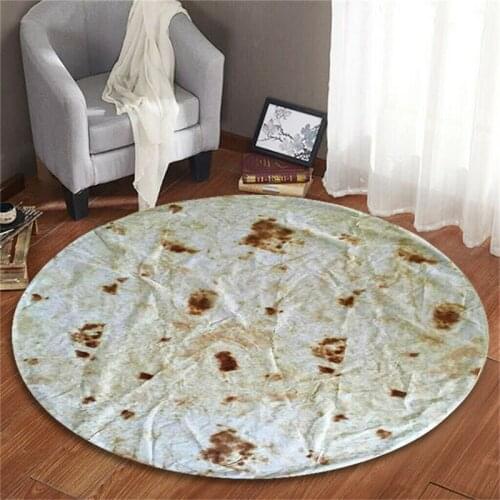 Home Textile Round Rug Delicious Interesting Quiche Roll Rug 60CM Tortilla Blanket Burrito Hot Sale 4 Color Quiche Roll Mat