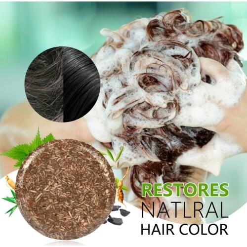 Essence Moisturizing Hair Darkening Shampoo Soap Natural Organic Mild Formula Hair Shampoo Gray Hair Reverse Anti Loss Hair Care