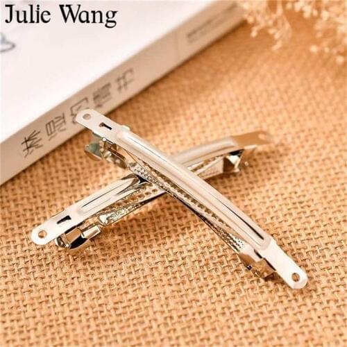 Julie Wang 10PCS 5.8/7.5/9.5cm Alloy Spring Clip Automatic Bow Hairpin Girl Women Fashion Jewelry Headdress Hair Clip Barrette