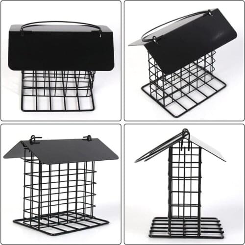 Bird Feeder Metal Bird Suet Feeders Outdoor Hanging Bird Feeder Wild Bird Feeder with Roof Vegetable Fruit Holder