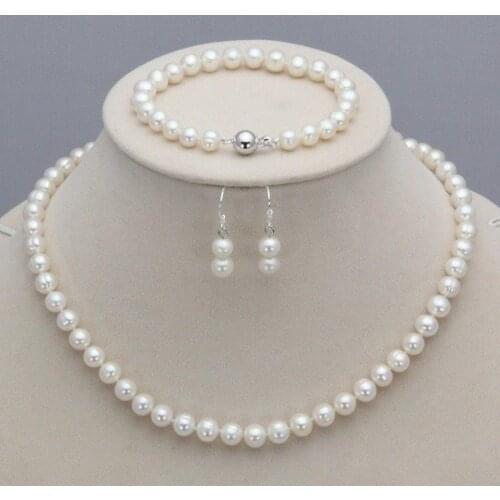 Hot selling *****AA6-7mm beautiful white fresh water cultured pearl necklace