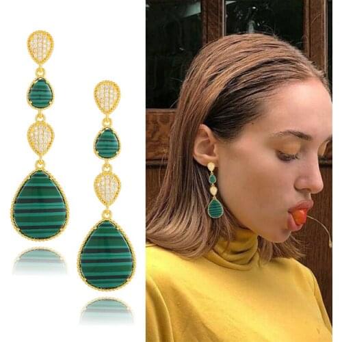 Trendy NEW Bohemian Beach Jewelry Waterdrop Pendant Earrings for Noble Luxury Women Bridal Wedding boucle d'oreille femme 2020