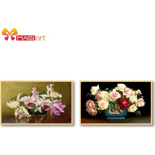 Cross stitch kits Embroidery needlework sets 11CT water soluble canvas patterns 14CT Flowers -NCMF344