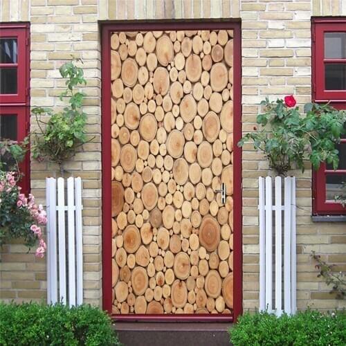 2pcs/set Stickers on the Doors Peel and Stick Wallpaper Vinyl Waterproof Removable Poster Wall Decals Home Design deursticker