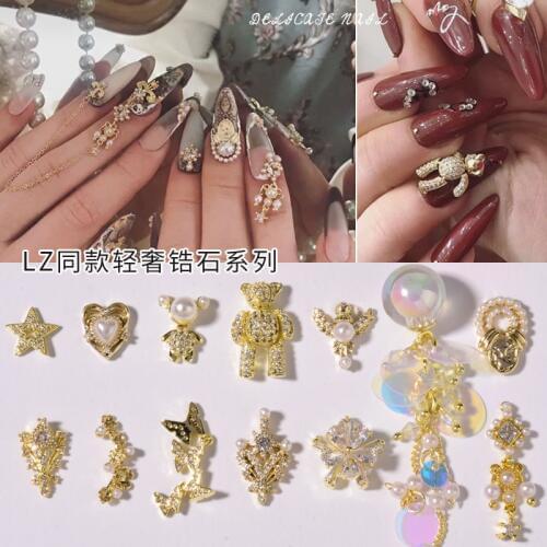 New arrival metal zircon nail art decoration nail art alloy zircon bear/pendant 3d nail accessories nail art salon shop ornament