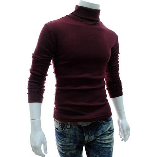Autumn Winter Men Sweater Men Turtleneck Solid Color Casual Sweater Men Slim Knitted Warm Pullovers